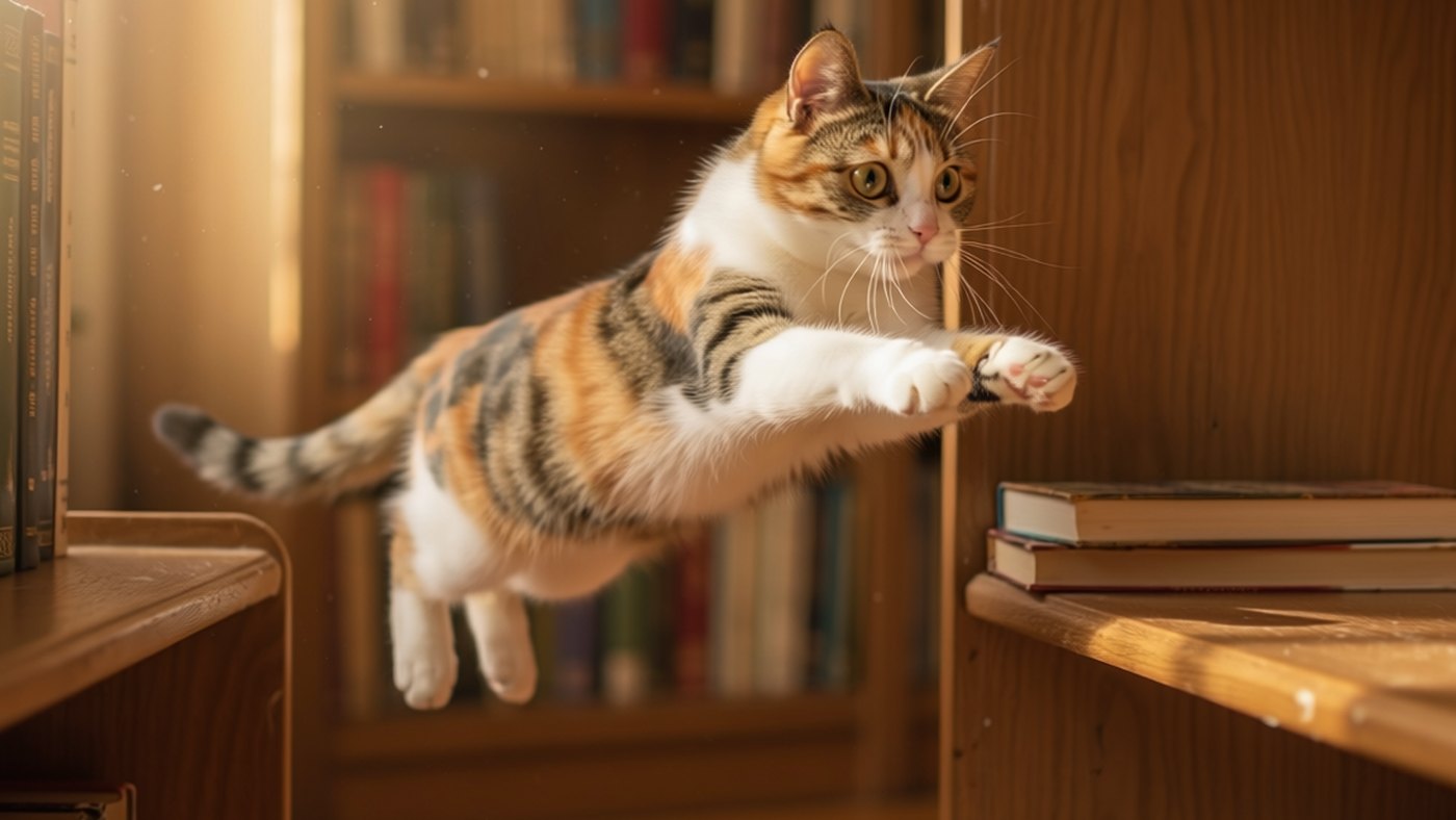 Eine graue Tigerkatze sitzt in einem offenen Karton und schaut neugierig auf.